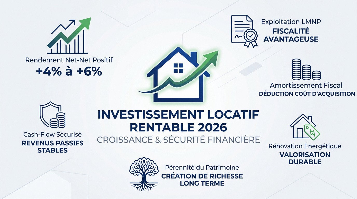 Graphique montrant la croissance et la s&eacute;curit&eacute; d'un investissement locatif rentable en 2026