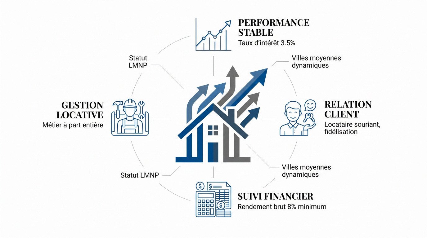 Investisseur immobilier analysant ses rendements locatifs pour devenir rentier