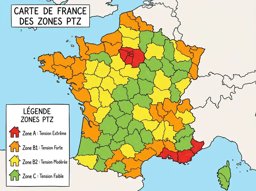 carte zones PTZ A B1 B2 C France éligibilité prêt à taux zéro