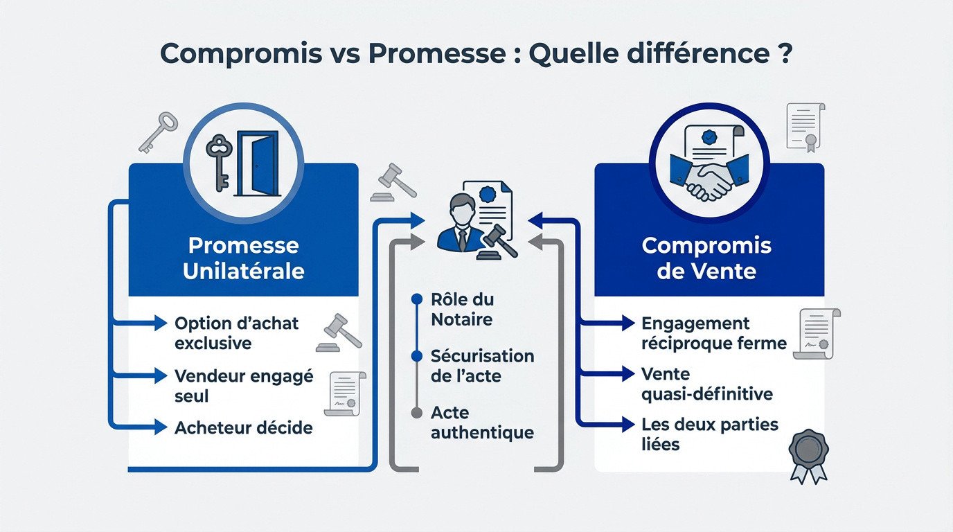Comparaison entre un compromis et une promesse de vente immobilière