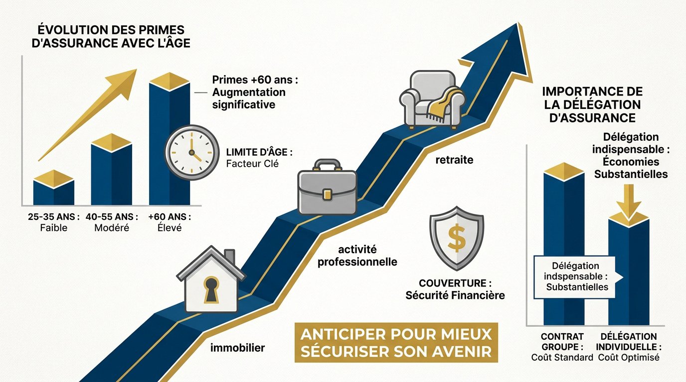 Graphique illustrant l'évolution des primes d'assurance emprunteur selon l'âge du senior