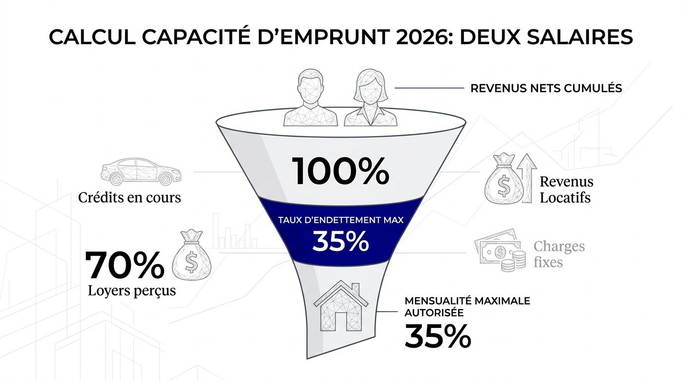 Simulation de capacité d'emprunt immobilière pour un couple en 2026