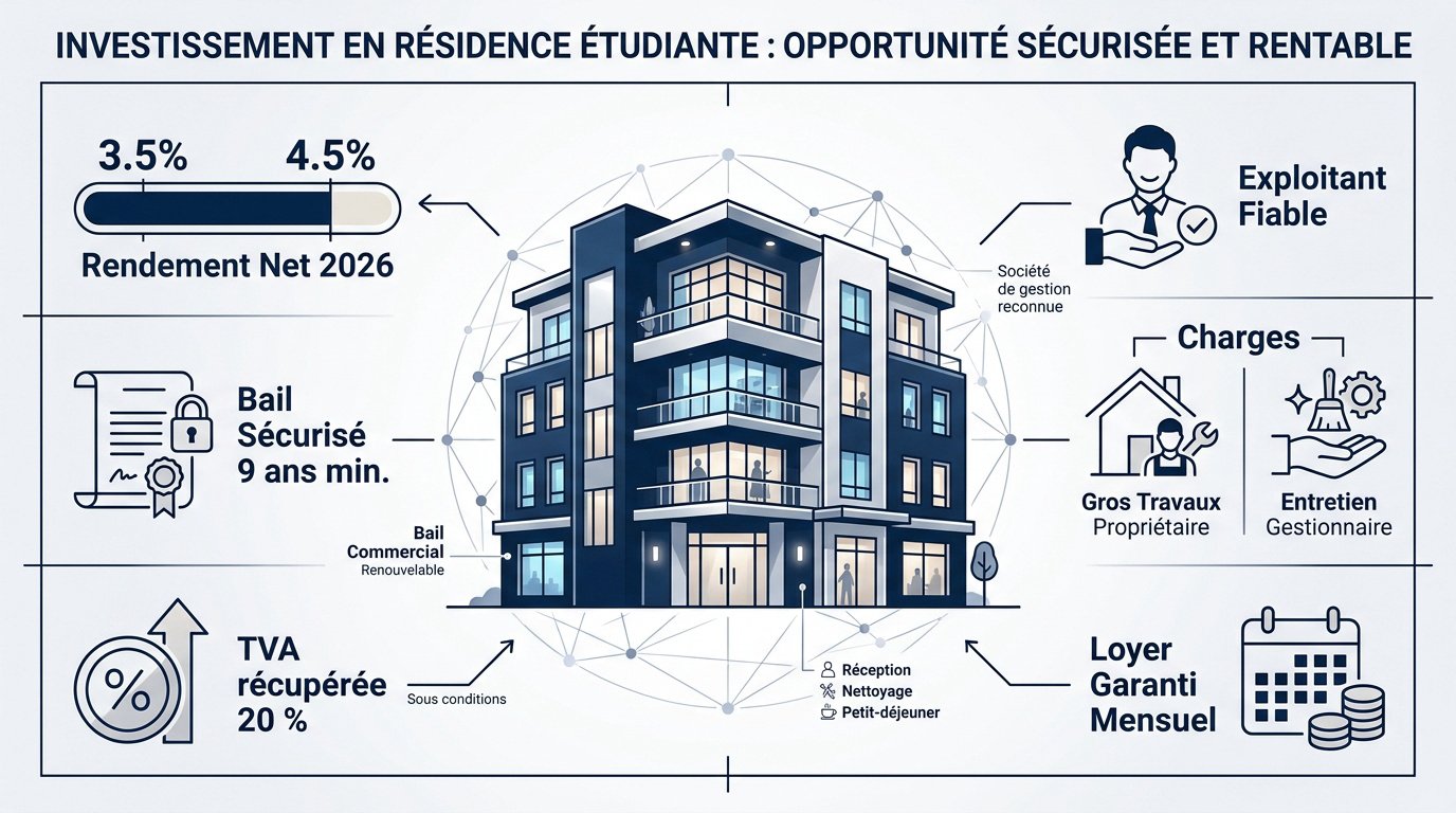 Investissement sécurisé en résidence étudiante avec gestionnaire professionnel
