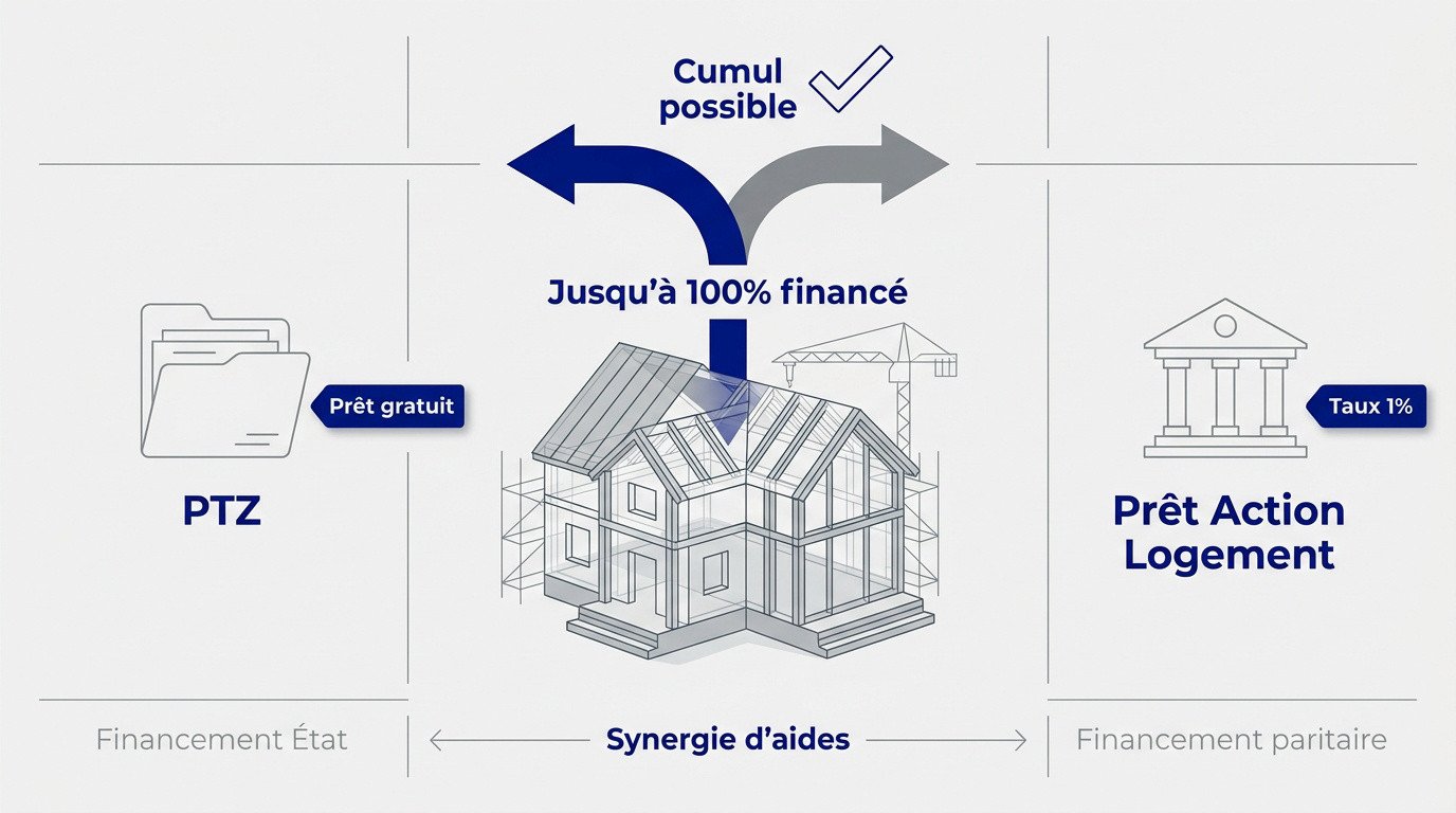 Illustration du financement immobilier combinant le PTZ et le prêt Action Logement