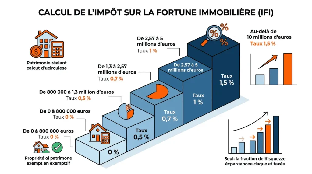 Barème progressif de l'impôt sur la fortune immobilière par tranches