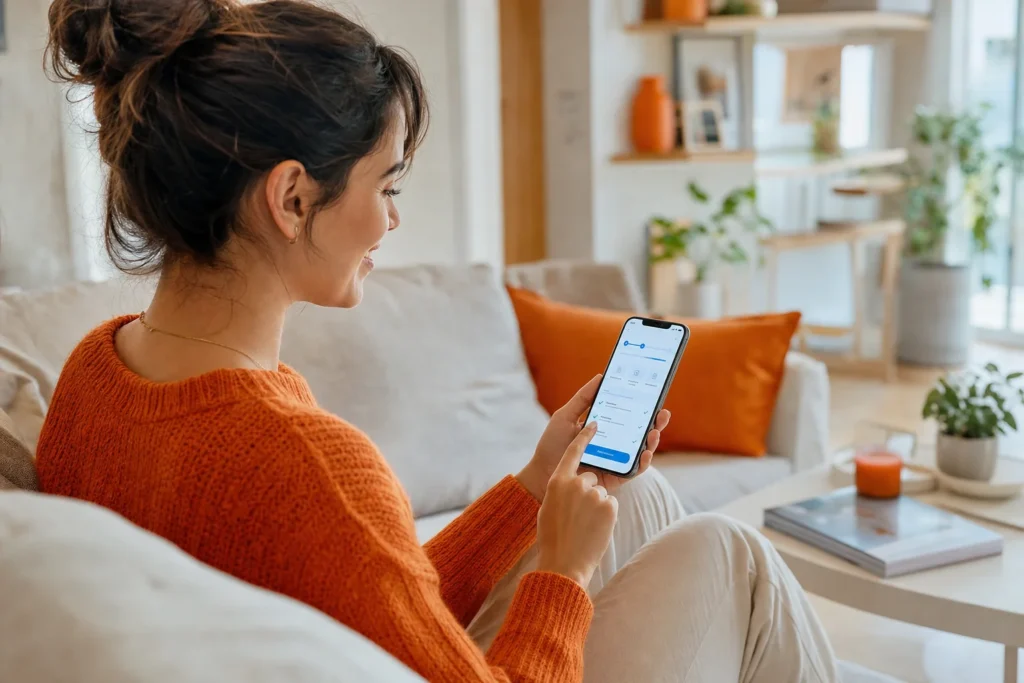 Locataire souscrivant à la caution garantme depuis son smartphone