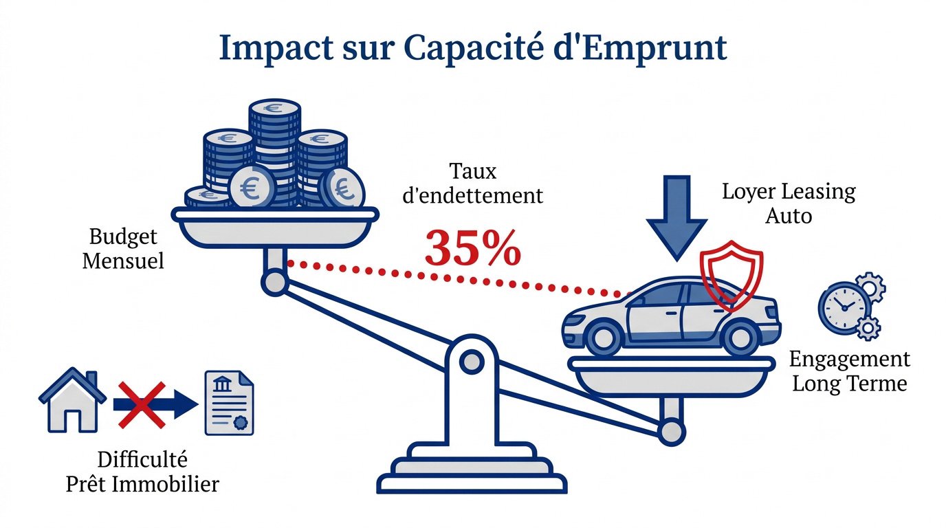 Graphique montrant la réduction de la capacité d'emprunt immobilier à cause d'un contrat de leasing automobile