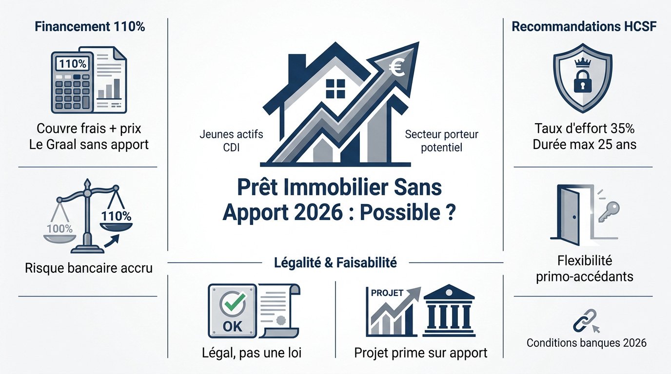 Conseiller bancaire analysant un dossier de prêt immobilier sans apport en 2026