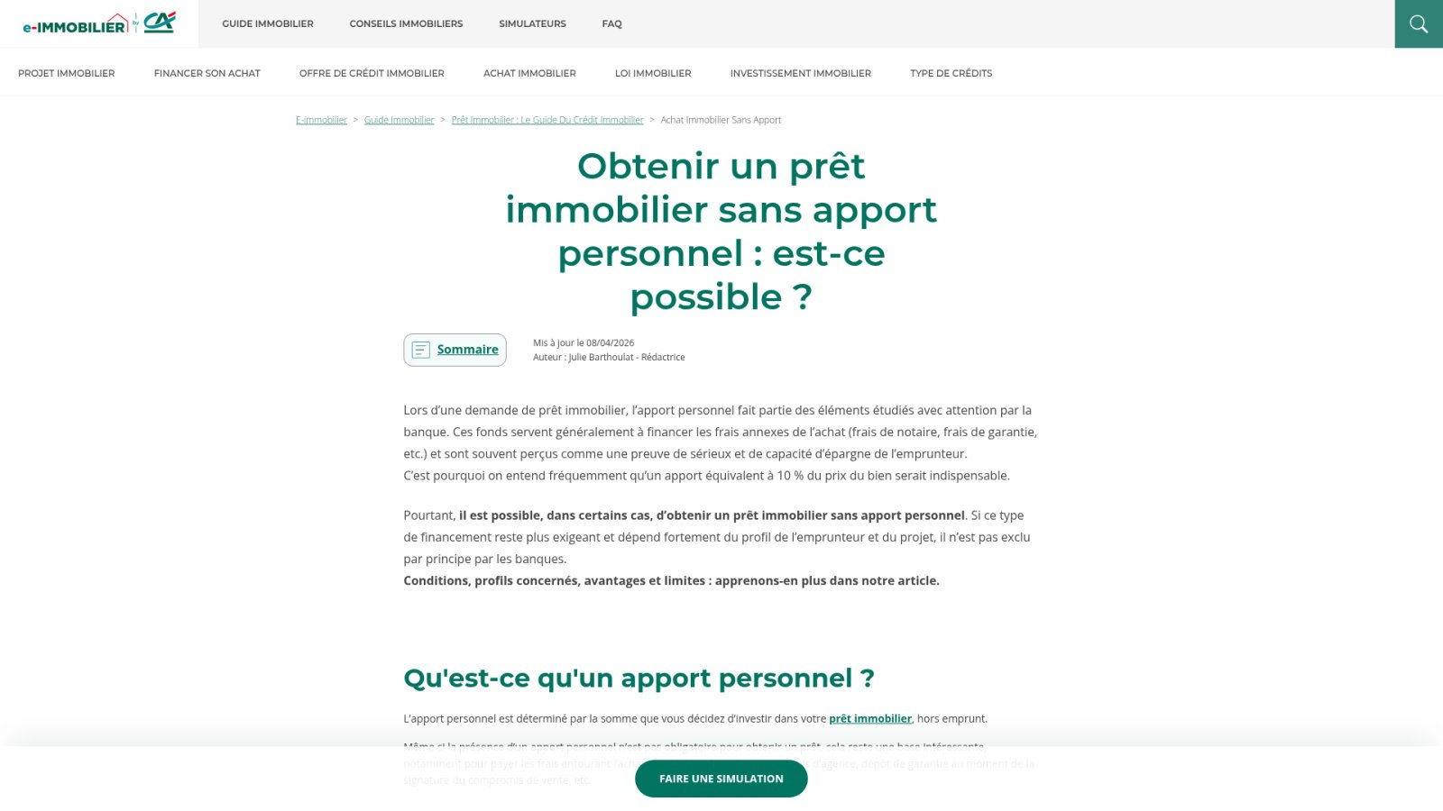 Banques et réseaux favorisant les emprunteurs sans apport personnel