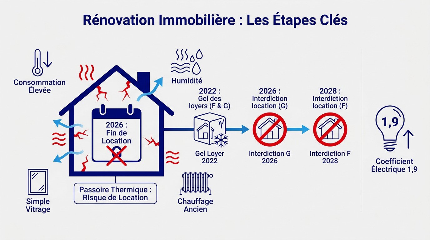 Calendrier des interdictions de location et étapes de rénovation énergétique pour les passoires thermiques
