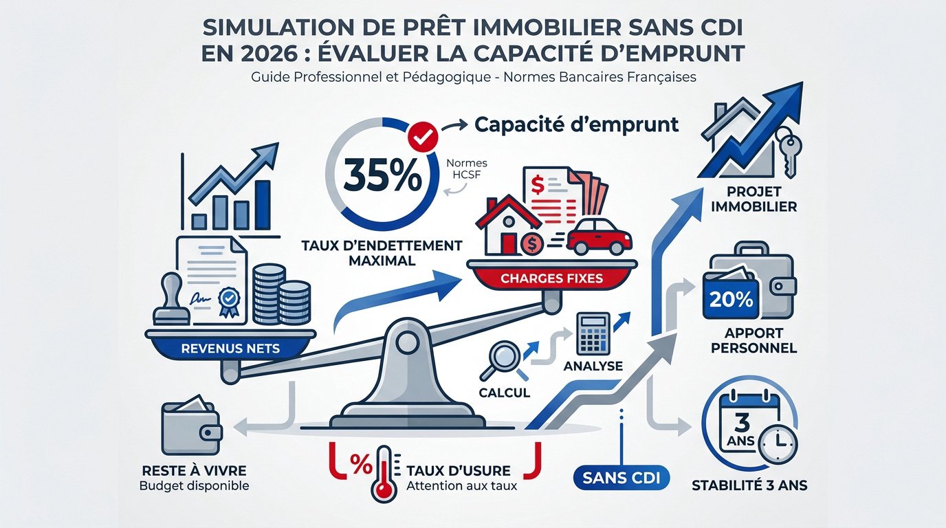 Simulation de capacité d'emprunt immobilier sans CDI 2026