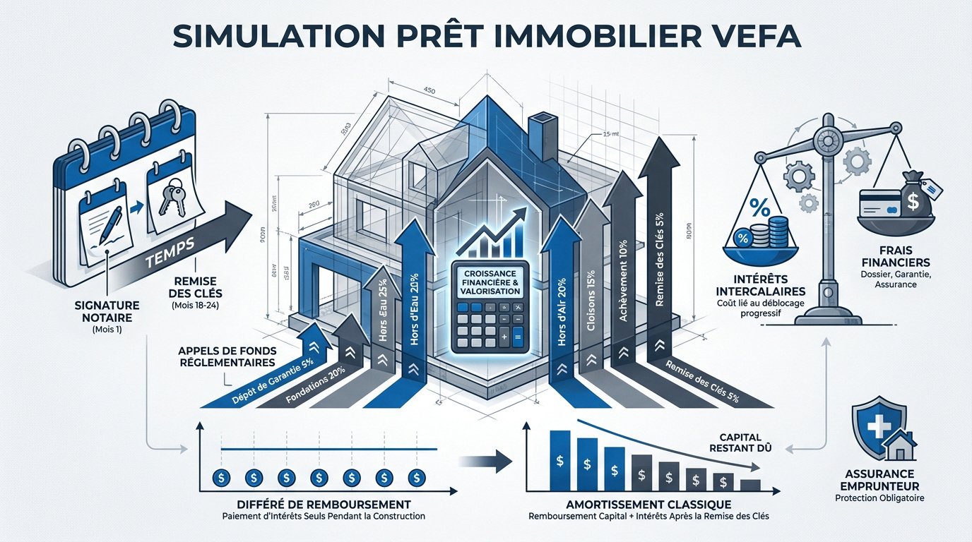 Simulation des intérêts intercalaires pour un prêt immobilier en VEFA
