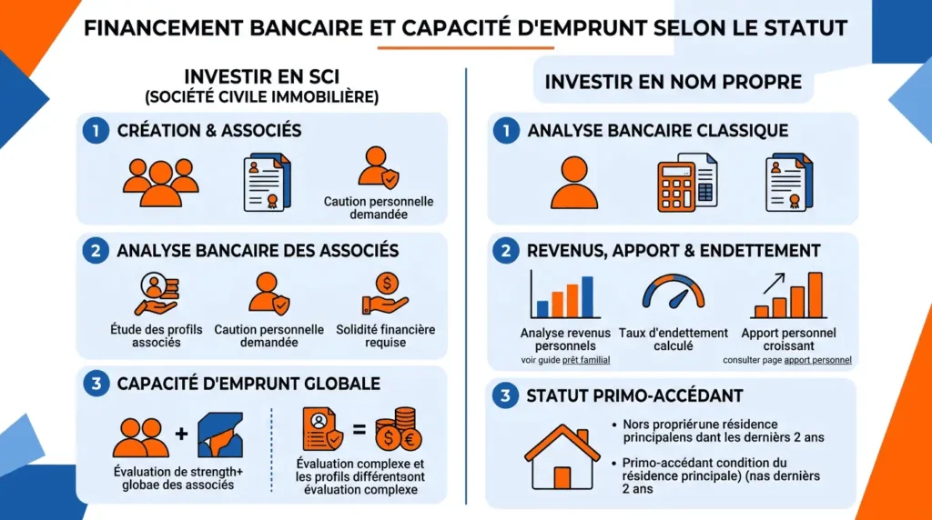 Capacité d'emprunt et financement bancaire SCI ou nom propre