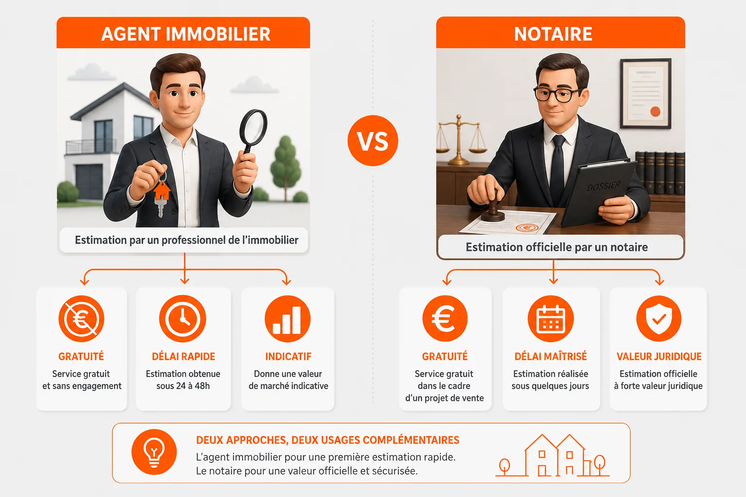 Agent immobilier ou notaire pour l'estimation Comparatif agent immobilier et notaire pour estimer son bien