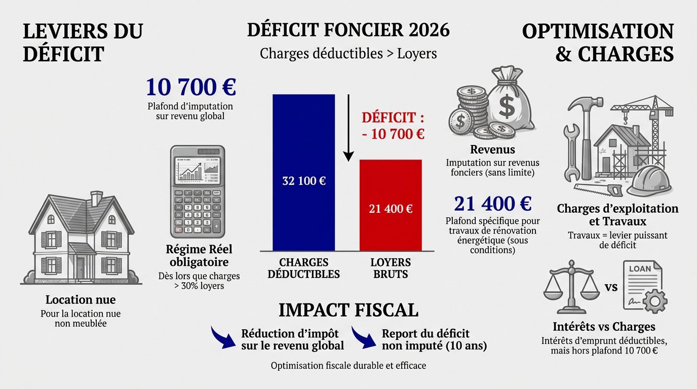 Simulation et calcul du déficit foncier pour l'année 2026