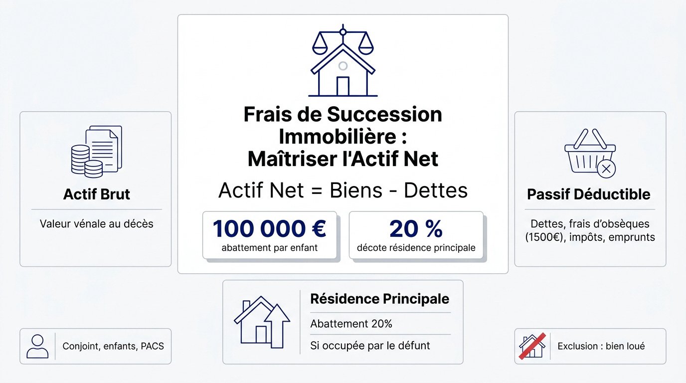Calcul de l'actif net successoral pour les biens immobiliers et déductions fiscales