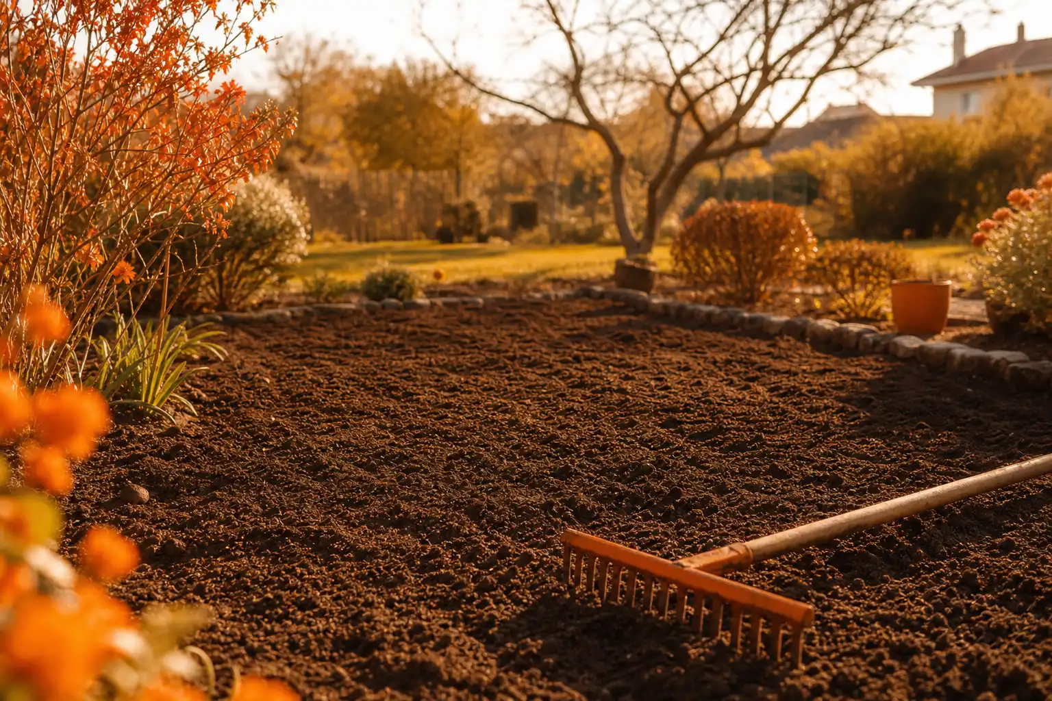 préparation du sol avant pelouse semee au jardin
