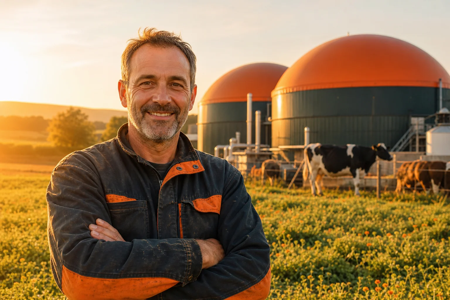Méthanisation : une source de revenus pour les agriculteurs Exploitant agricole valorisant sa terre grâce à la méthanisation
