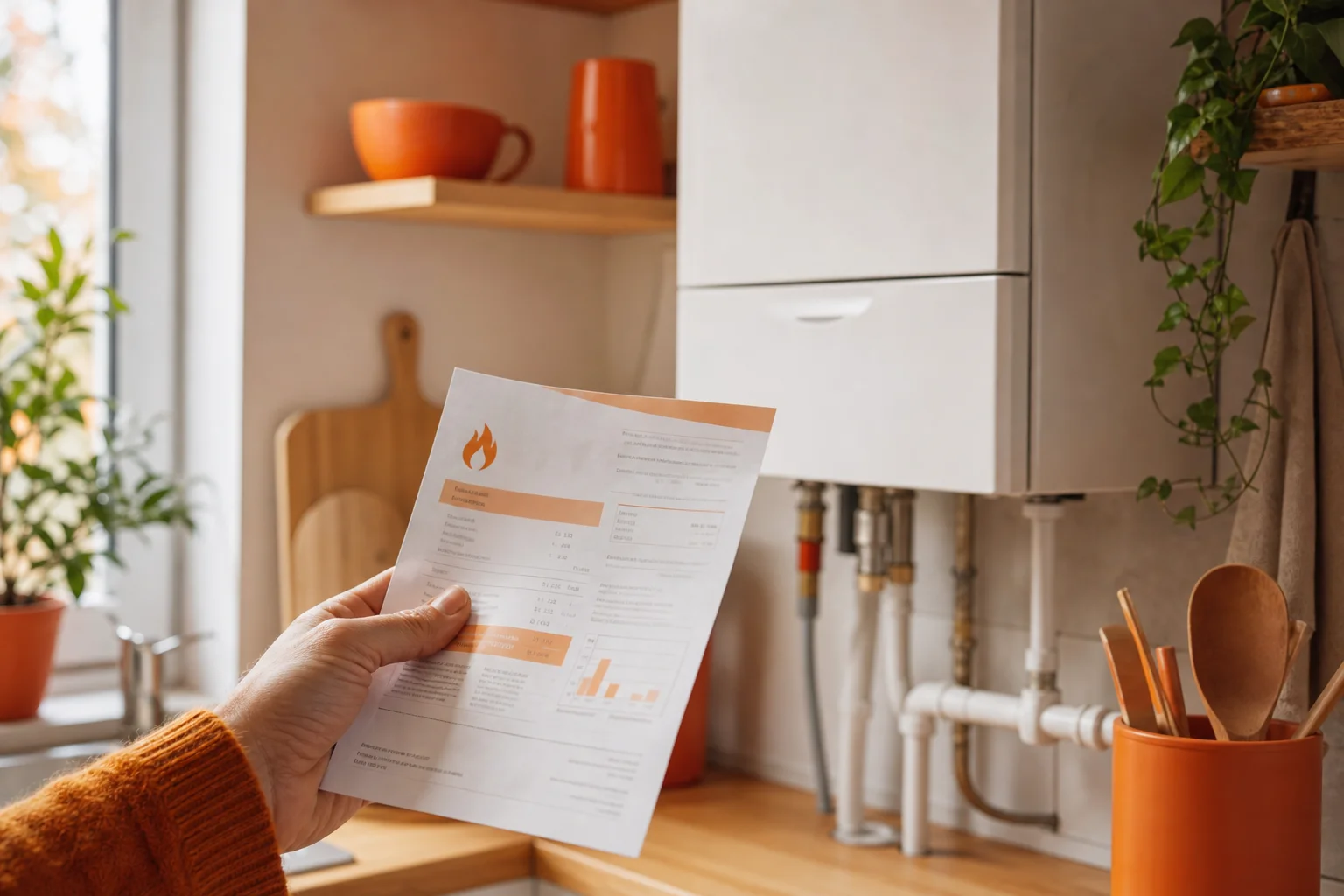 Comprendre sa facture de gaz renouvelable Propriétaire vérifiant sa facture de biogaz pour son chauffage