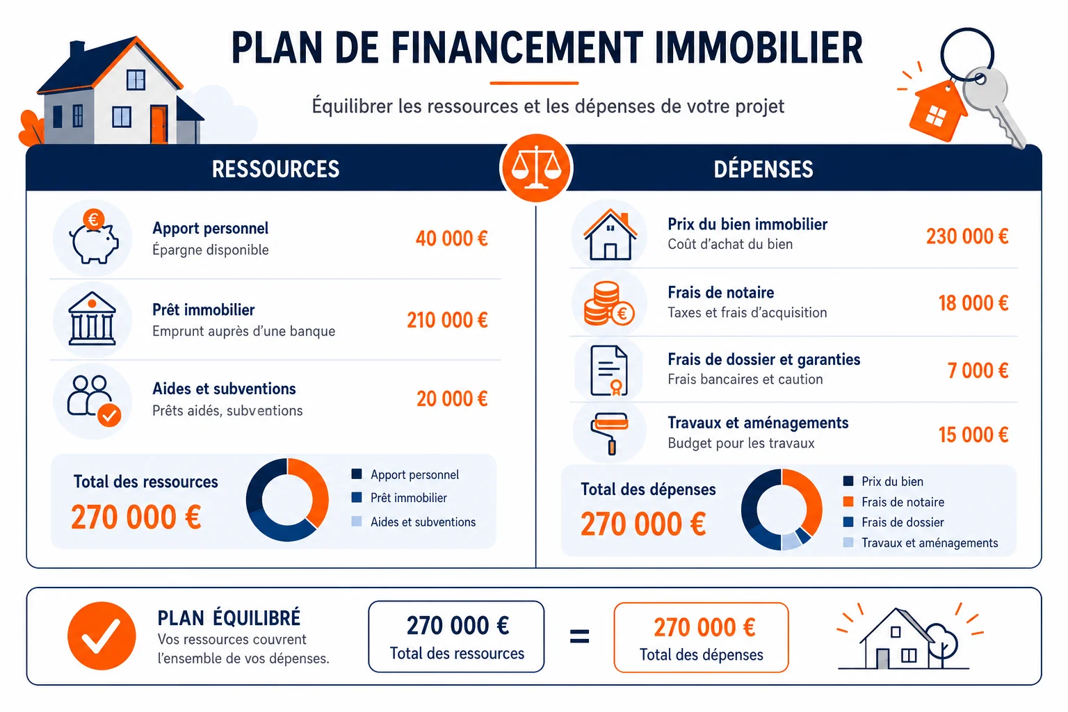 Schéma d'un plan de financement immobilier contenu type d'un plan de financement immobilier modèle