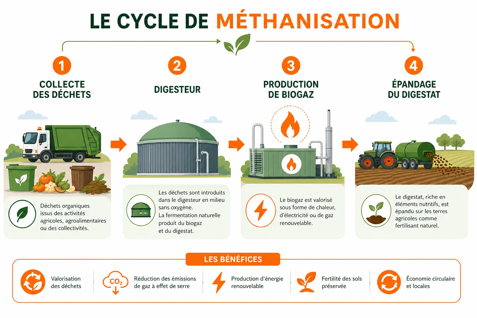 Les 4 étapes clés de la méthanisation expliquées Étapes du fonctionnement d'une installation de méthanisation agricole