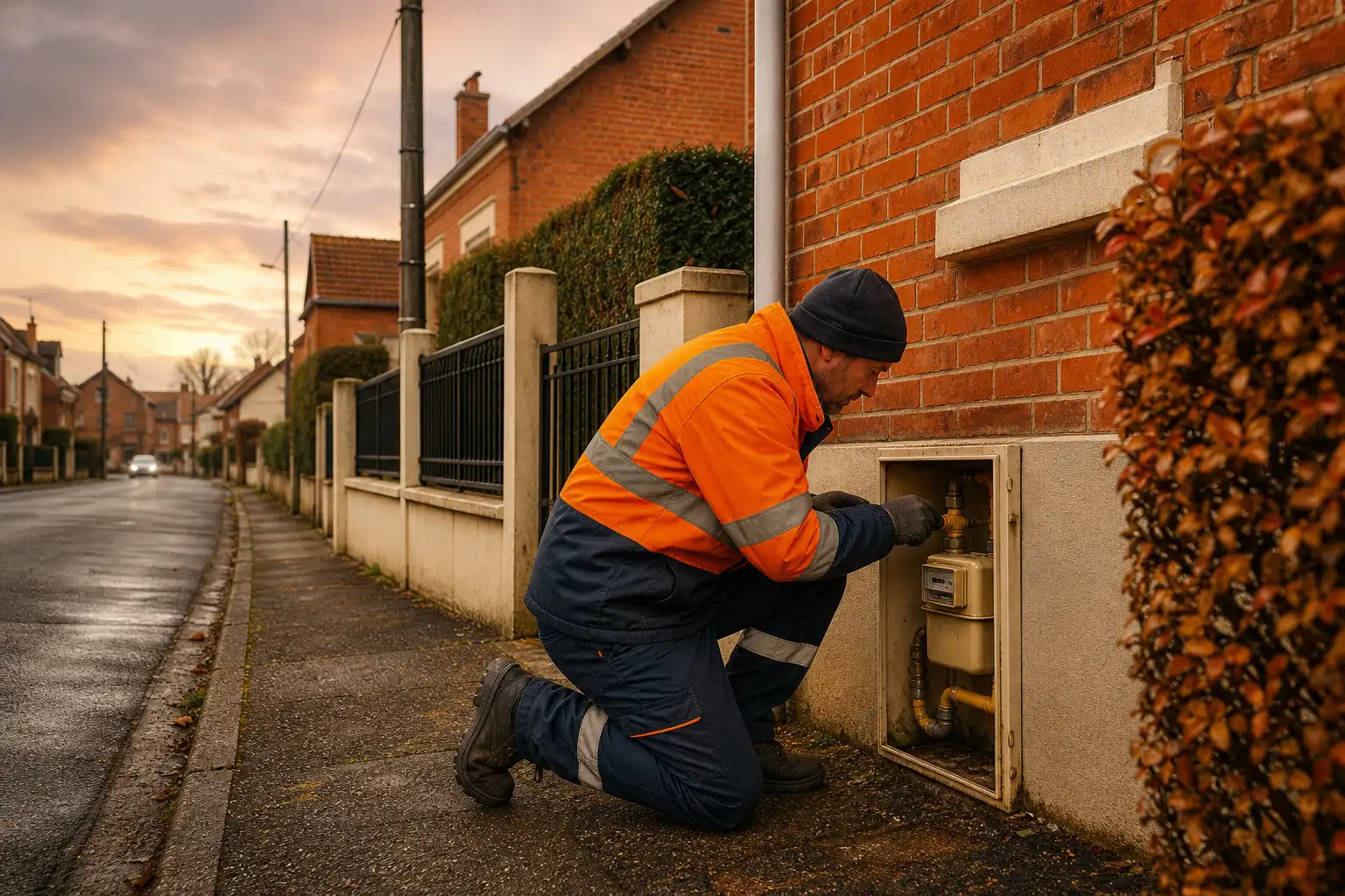 Le raccordement au réseau de gaz vert expliqué Technicien vérifiant un raccordement au réseau de biogaz