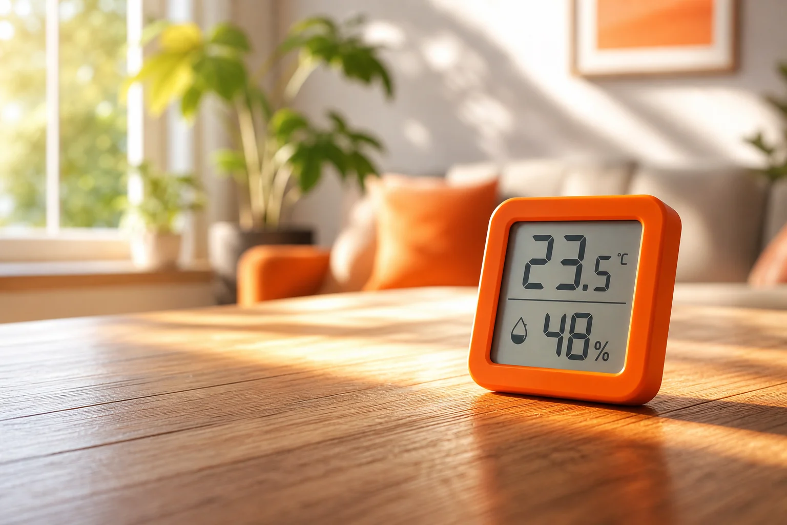 Quel taux d'humidité viser chez soi Taux d'humidité idéal dans une maison affiché sur un hygromètre numérique